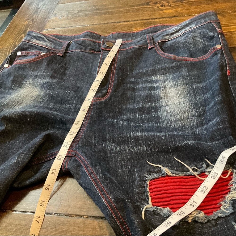 Source Unknown Men's Straight Jeans With Red And … - image 6